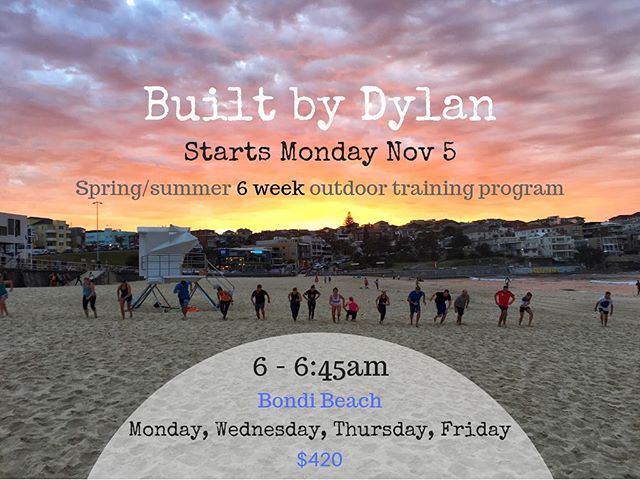 Come and join me as we kick into summer with 6 weeks of outdoor training down here at Bondi beach! 😃
💥 training 4 x per week
💥 6-6:45am
💥small groups so space limited 💥suitable for all ages/fitness levels
💥 only $420 
Simply shoot me an email o