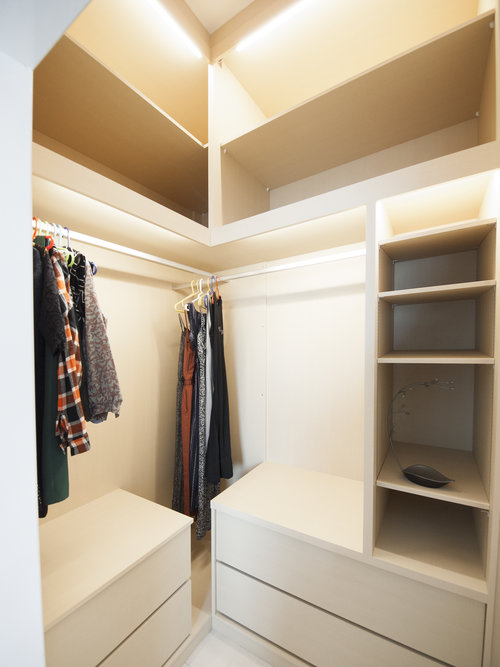 Maximizing wardrobe space in a small area.
