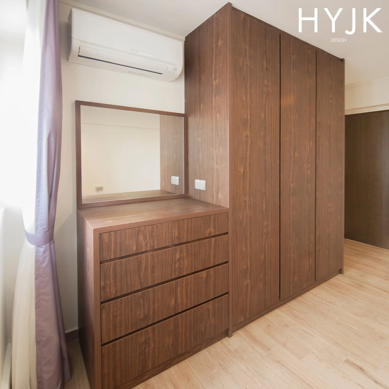 A standing dresser and wardrobe combination.