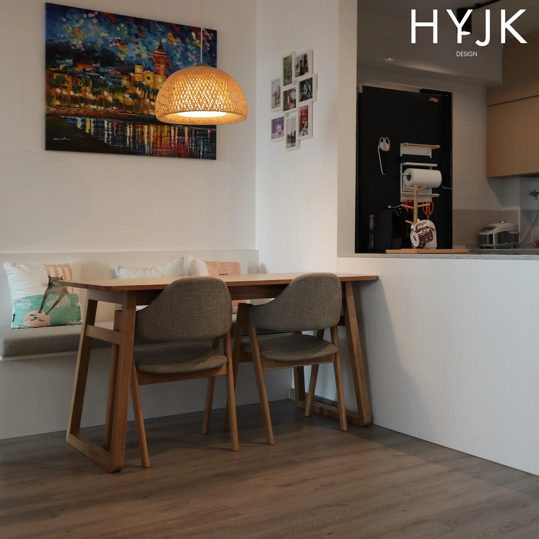 Open concept kitchen with a dining nook.