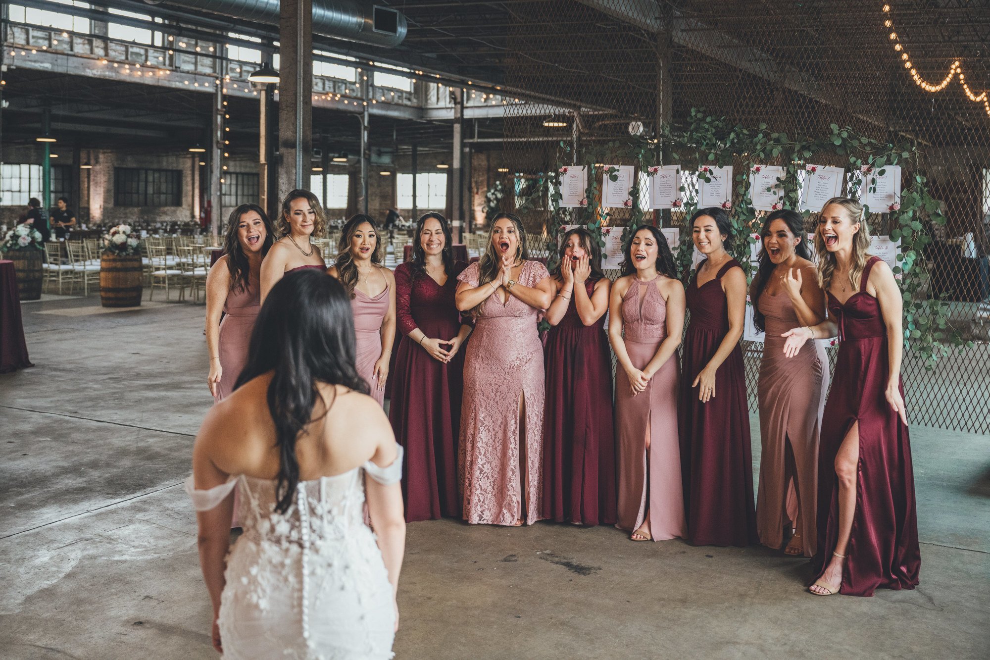Bow Tie Photo & Video first look with bridesmaids captured at The Glass Factory in Jacksonville, Florida.jpg