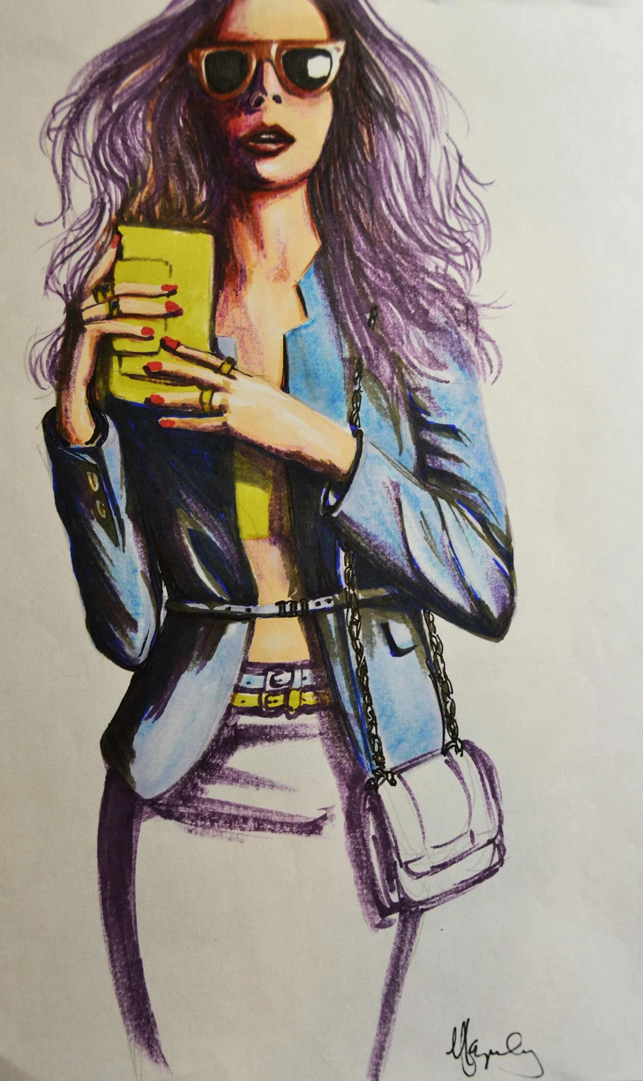 Woman with Clutch in Colour