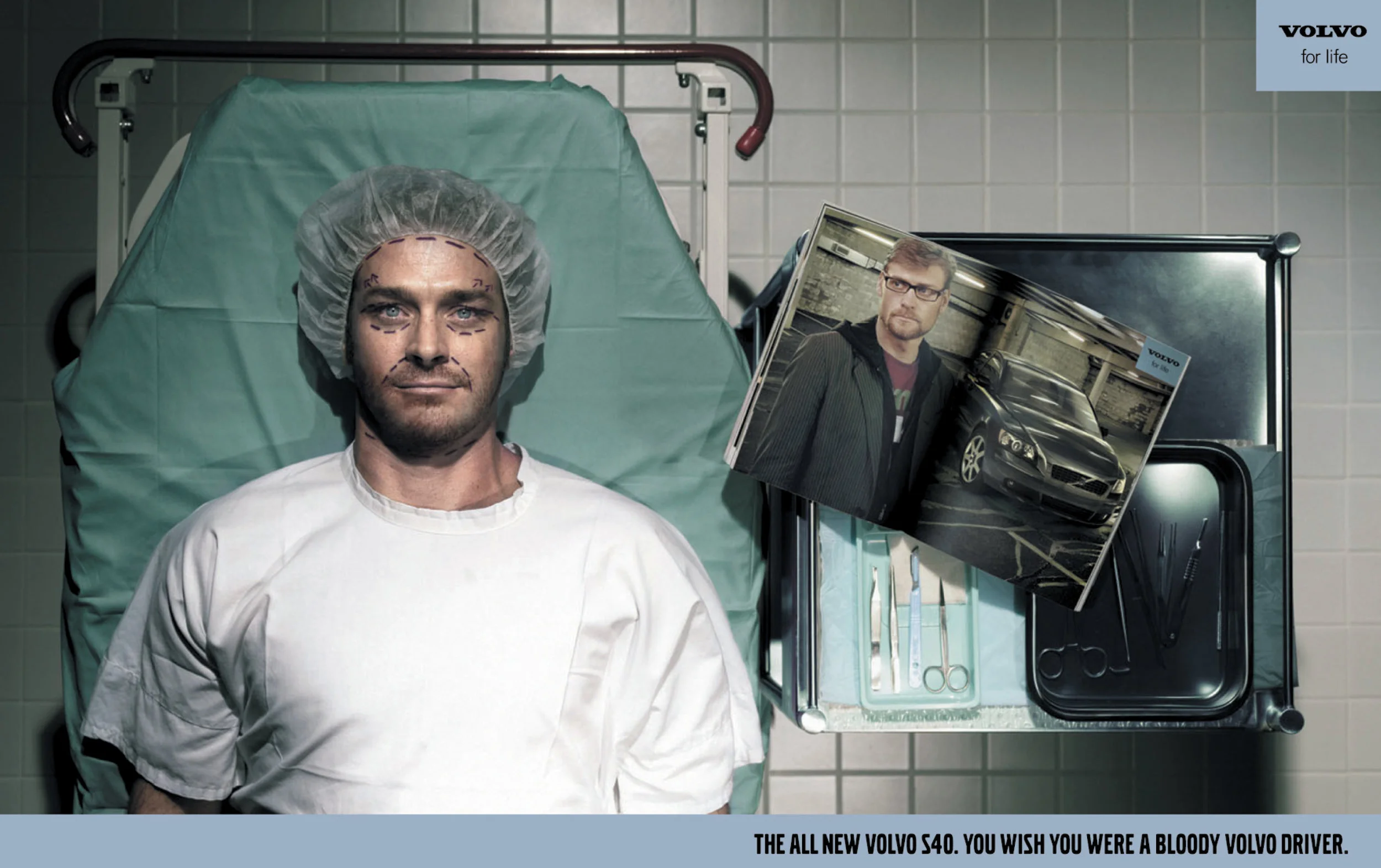  And print ads exaggerated the lengths one might go to become a Bloody Volvo driver. 