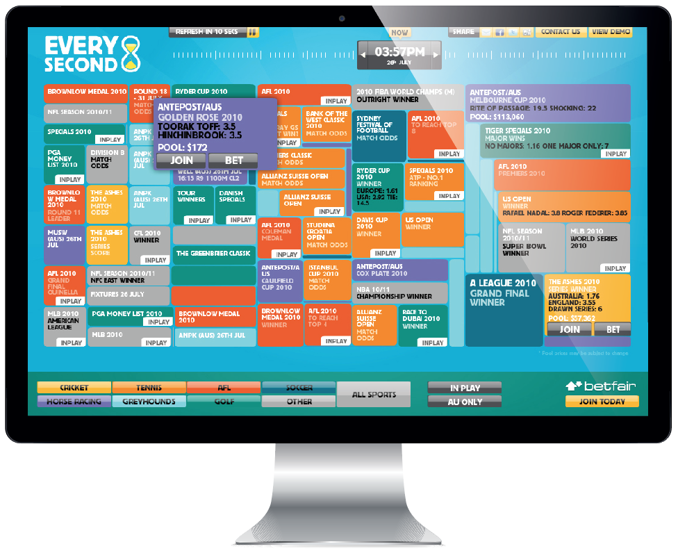  UI that allows users to bet on any sport during any second of the match, live. 