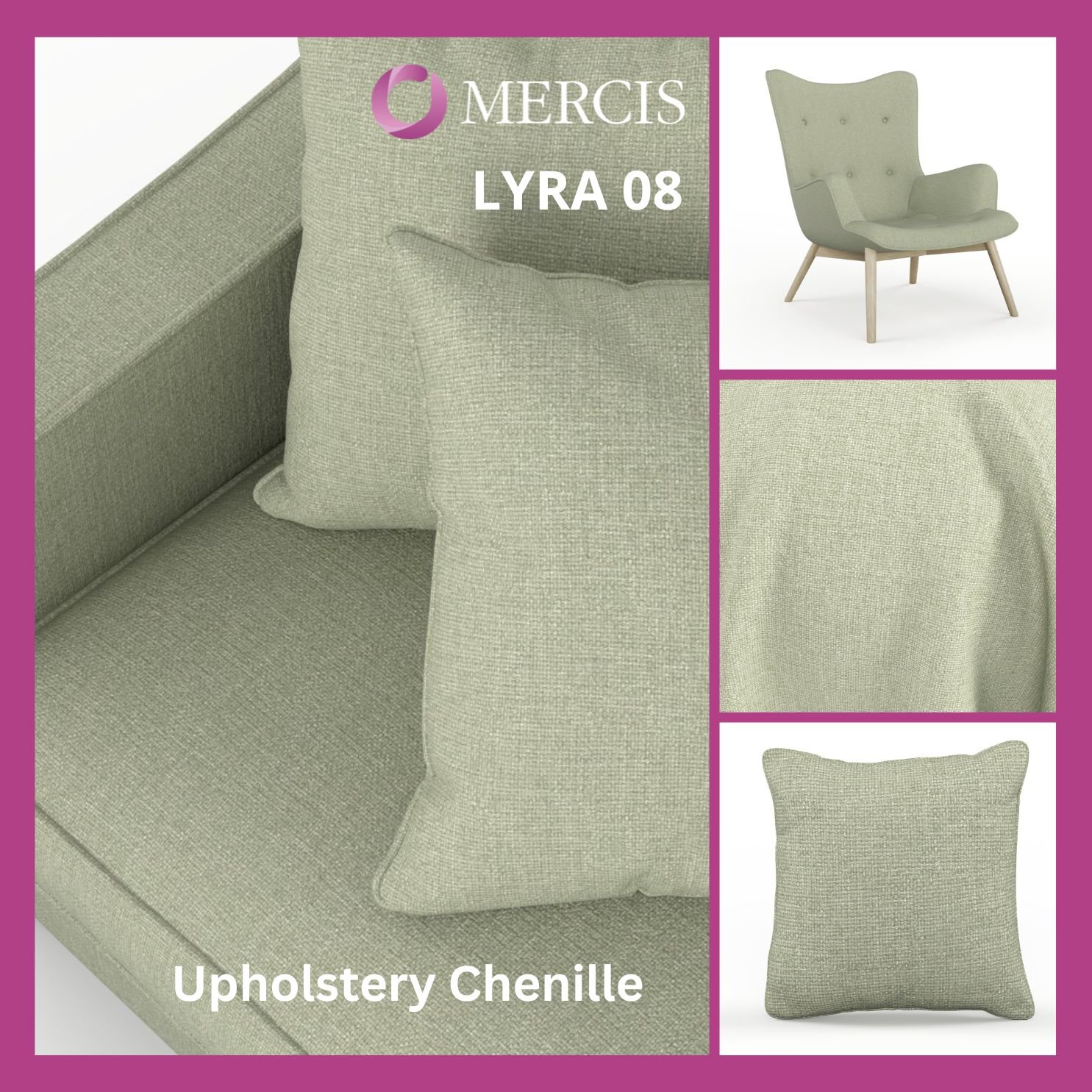 This elegant textured chenille combines beauty with performance. Water-repellent, flame retardant, and Oeko-Tex certified for peace of mind.

With 100,000 Martindale rubs and 25 calming shades, Lyra is made to last&mdash;and made to impress.

#LyraCo