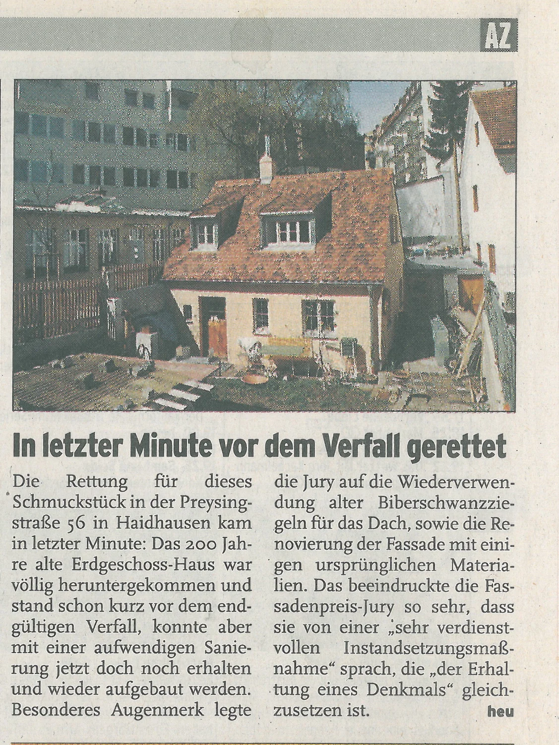 DIE SCHÖNSTEN BLICKFÄNGE, Abendzeitung München Verlags-GmbH, 10. Feb. 2000 - "Herbergshaus" München-Haidhausen 