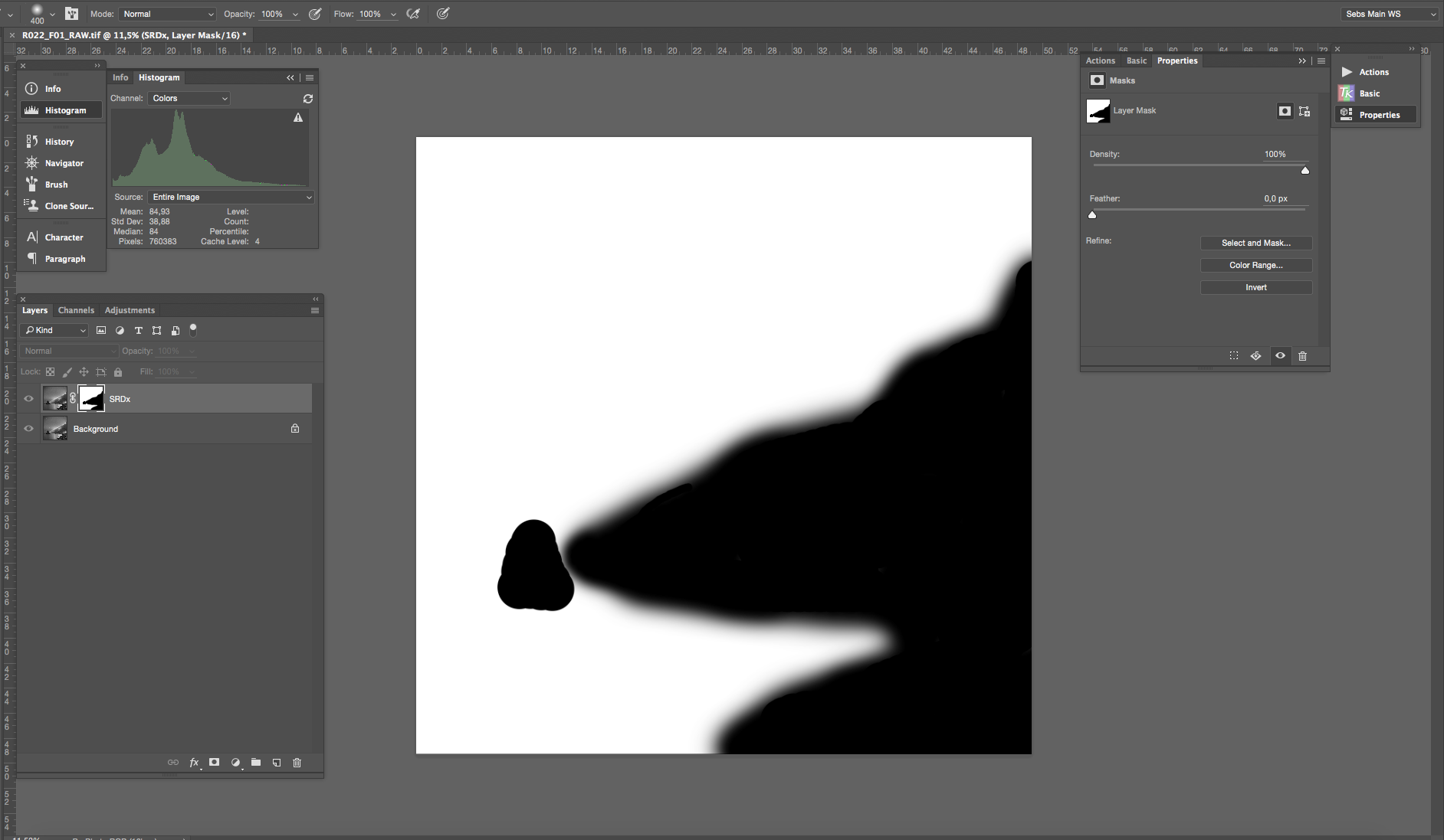 Masking the areas of the image that contain high frequency detail with a layer mask and a soft brush.