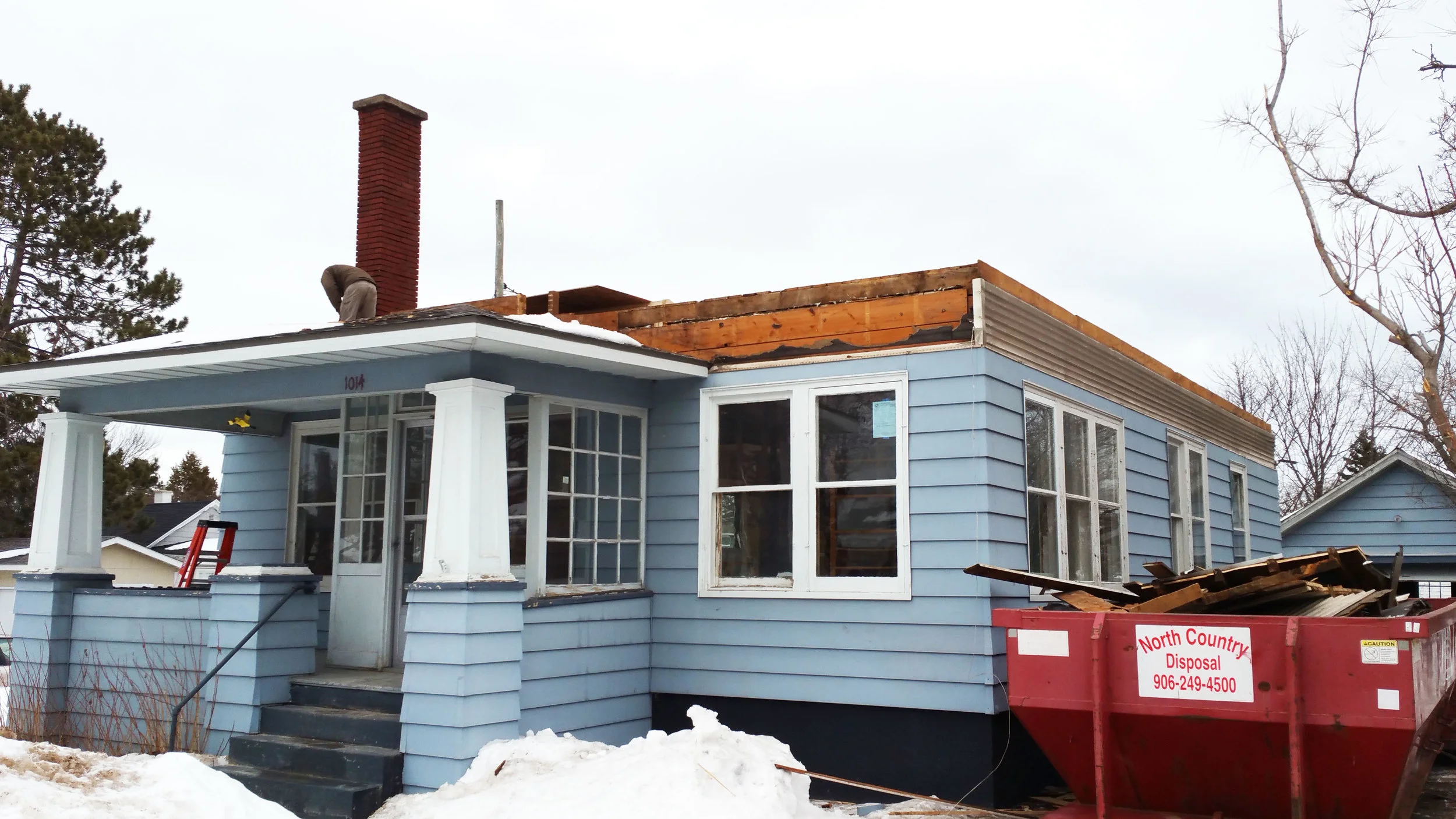 Existing roof removed