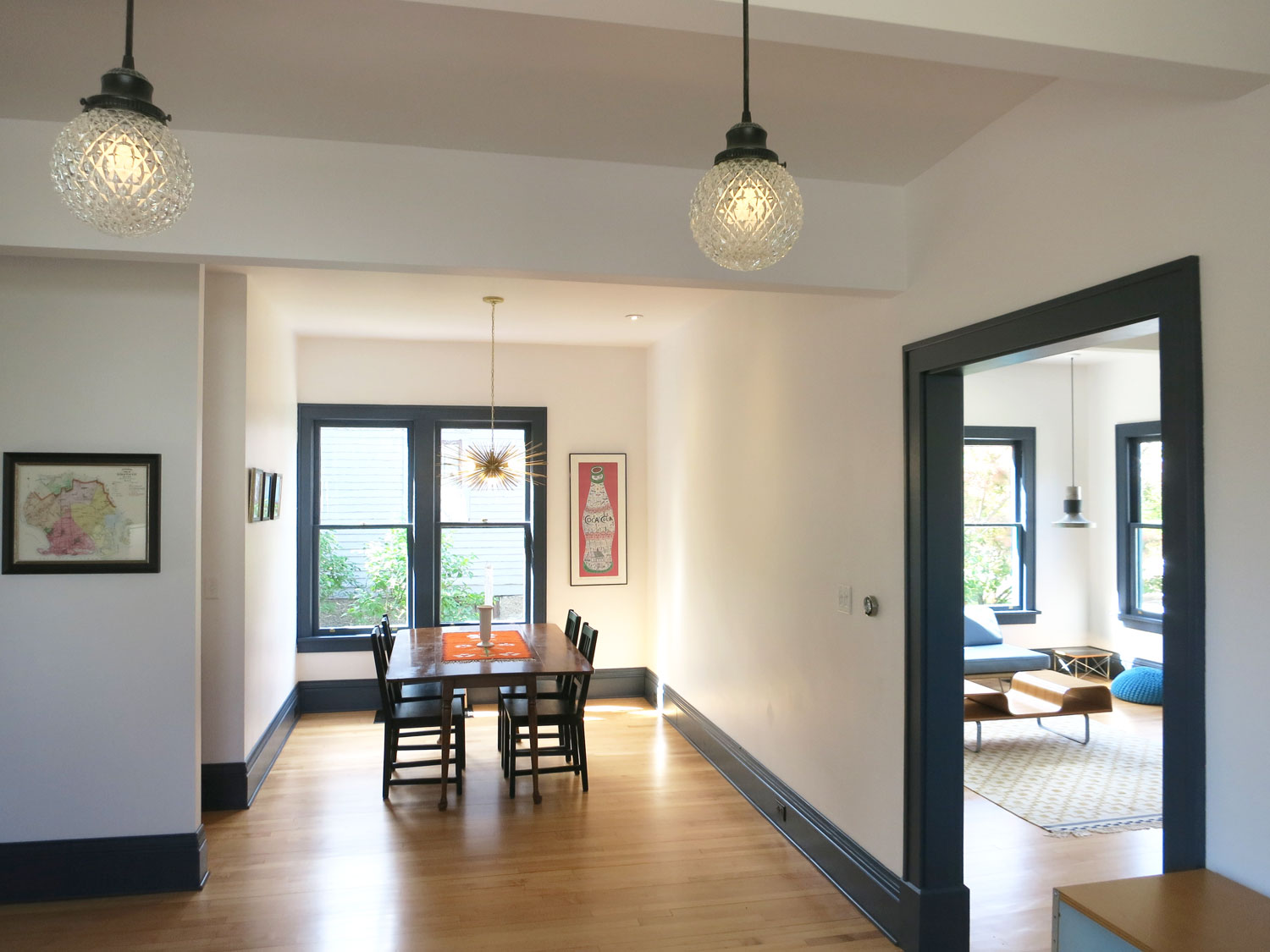 View from kitchen to dining and living rooms