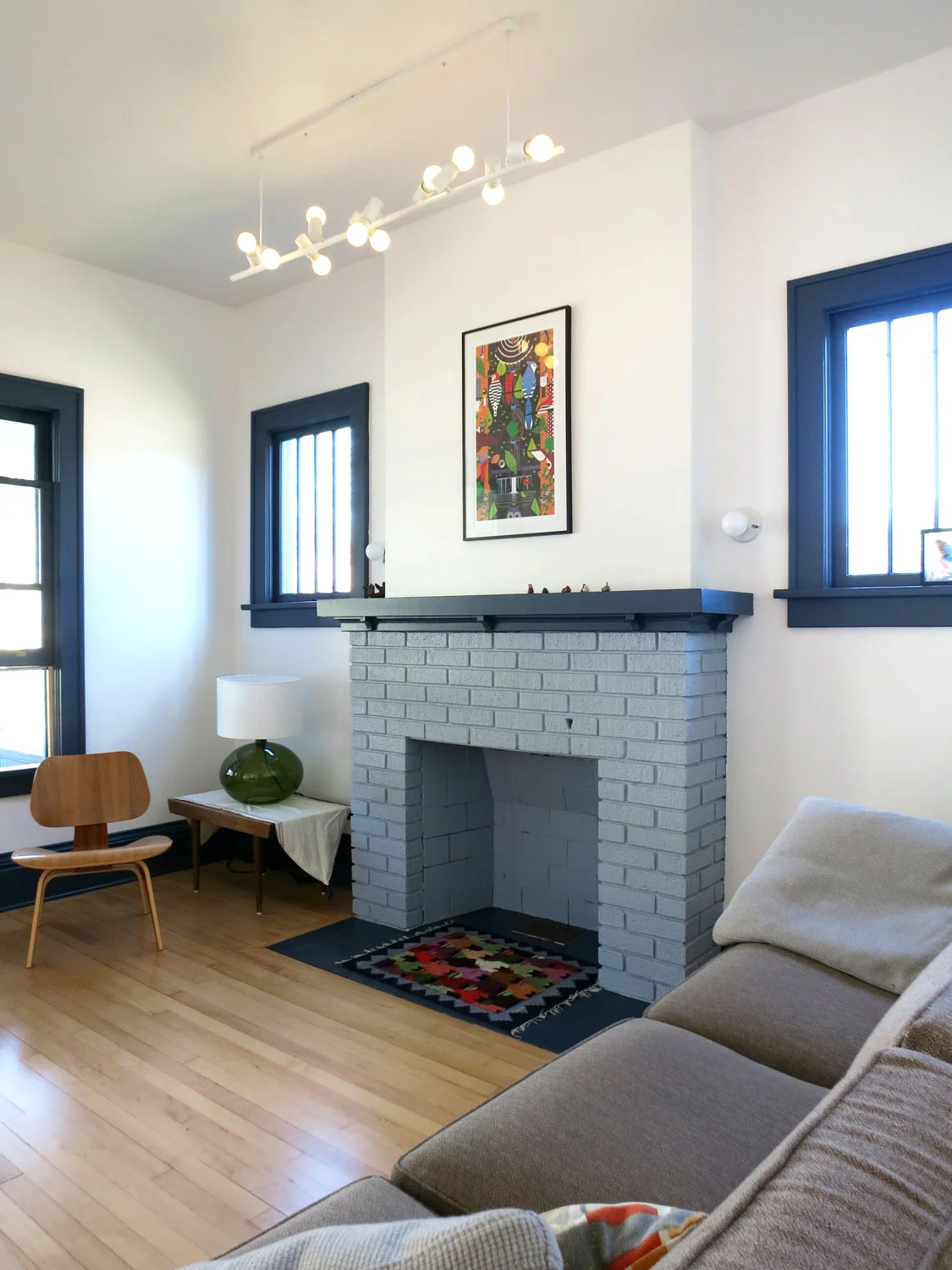 Living room fireplace to the north
