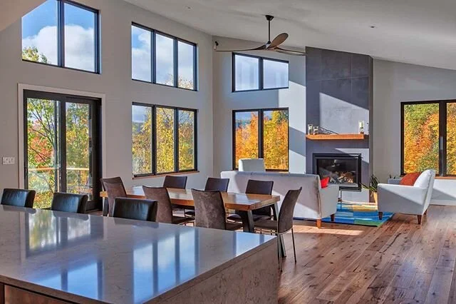 The living room of our most recent project is a lovely space to spend a day like today. Its lofty ceilings allow light to flood the room, while a palette of warm materials keeps you cozy as you watch the wonders of nature just feet away.

Thanks to C