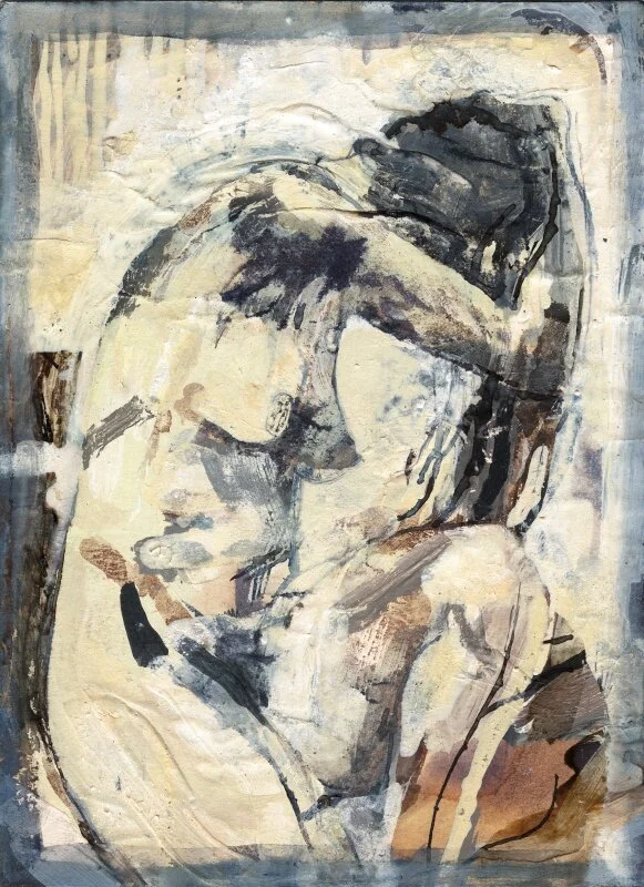 Figure mixed media on board 25 x 13 cm  sold (print available)