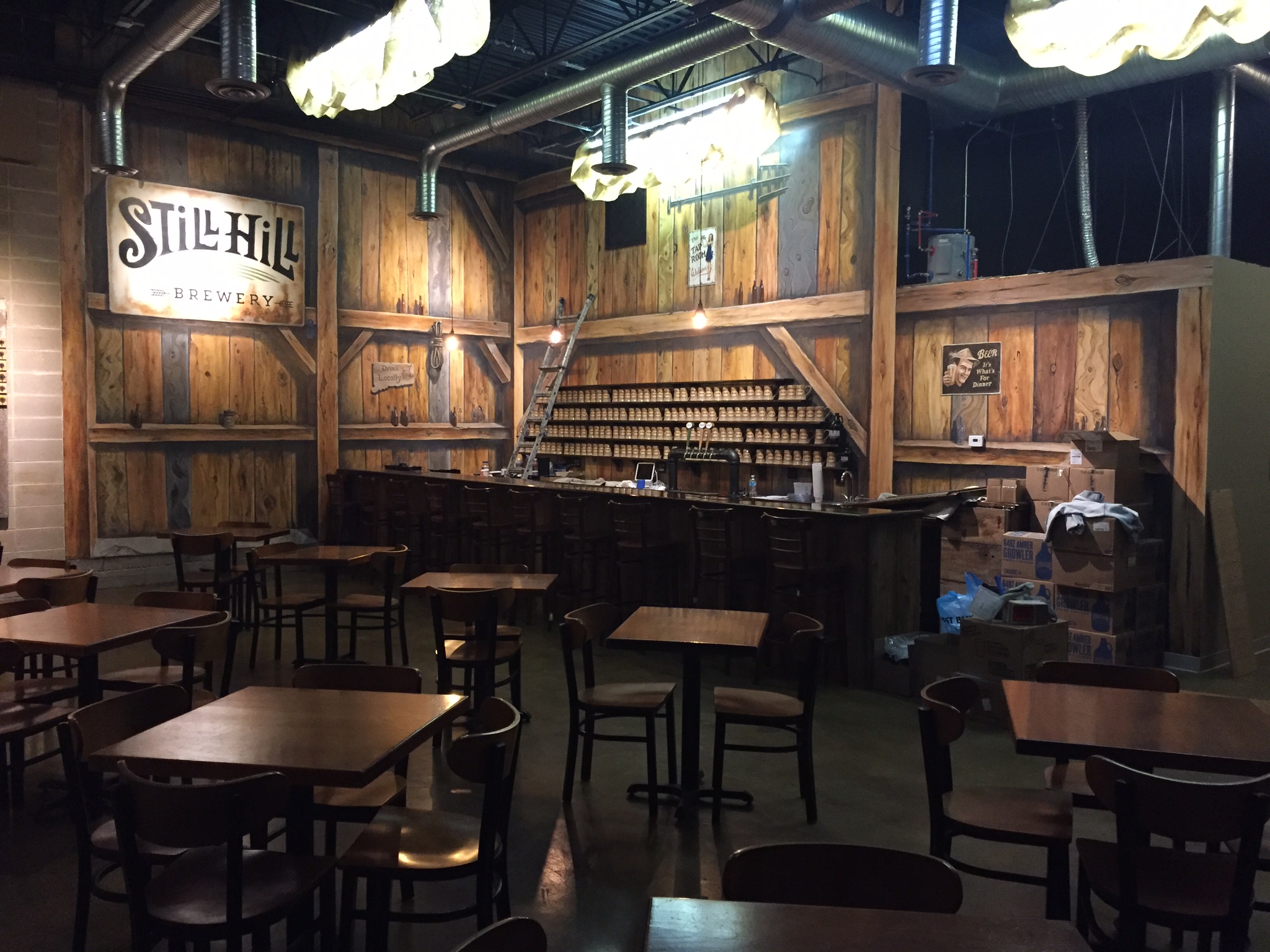 View of the transformed walls at Still Hill Brewery. 