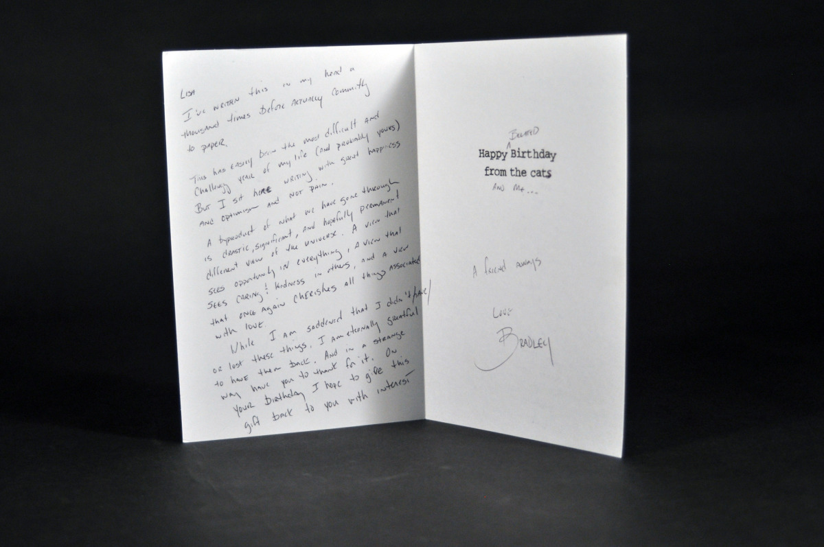 A birthday card from an ex representing Love and Belonging.