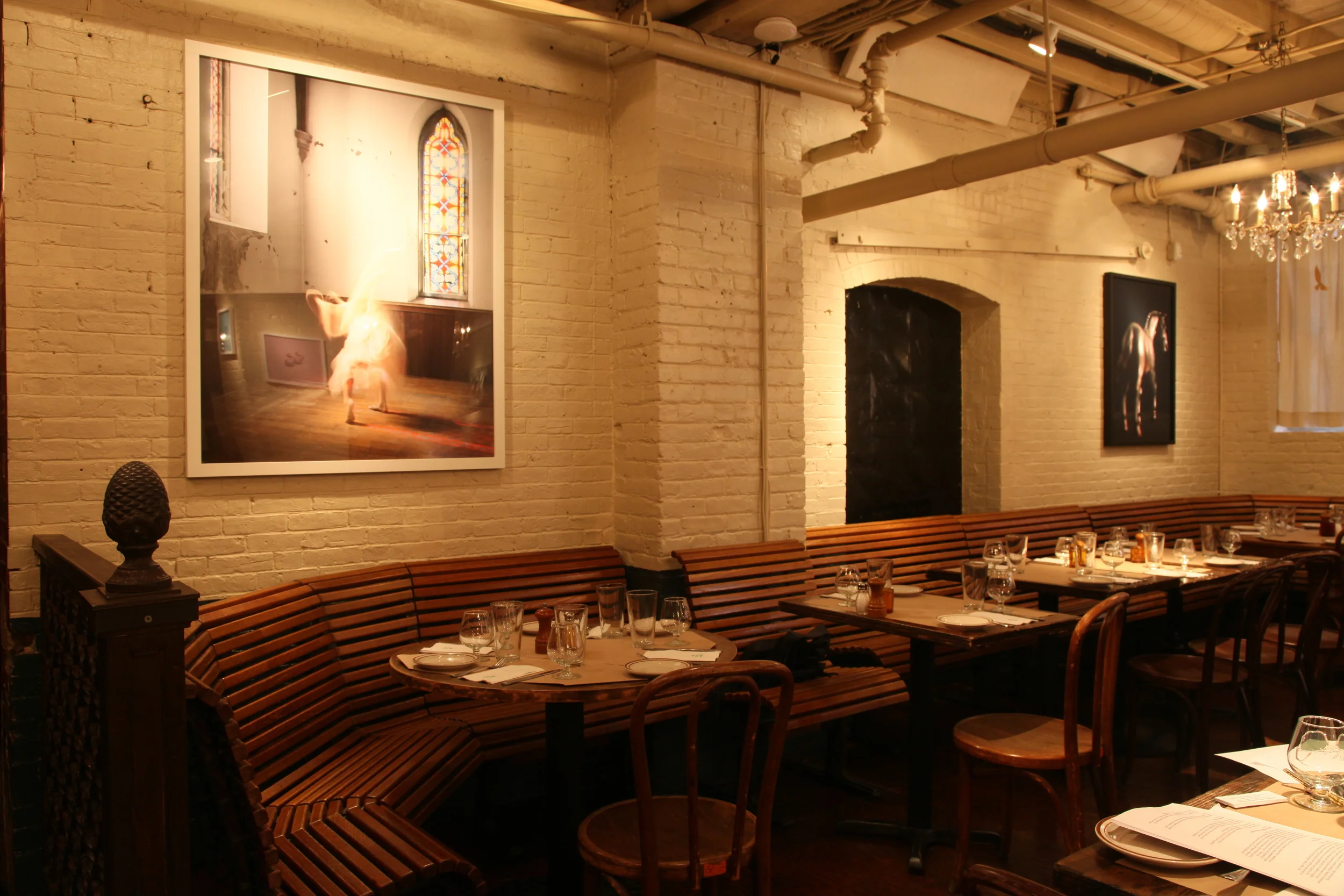  Pictured left:  Figure 3b  by Jodie Goodnough  Pictured far right:  Dark Horse  by Lazaro Montano 