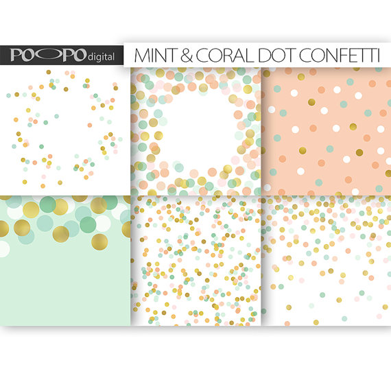 Mint & Coral Dot Confetti