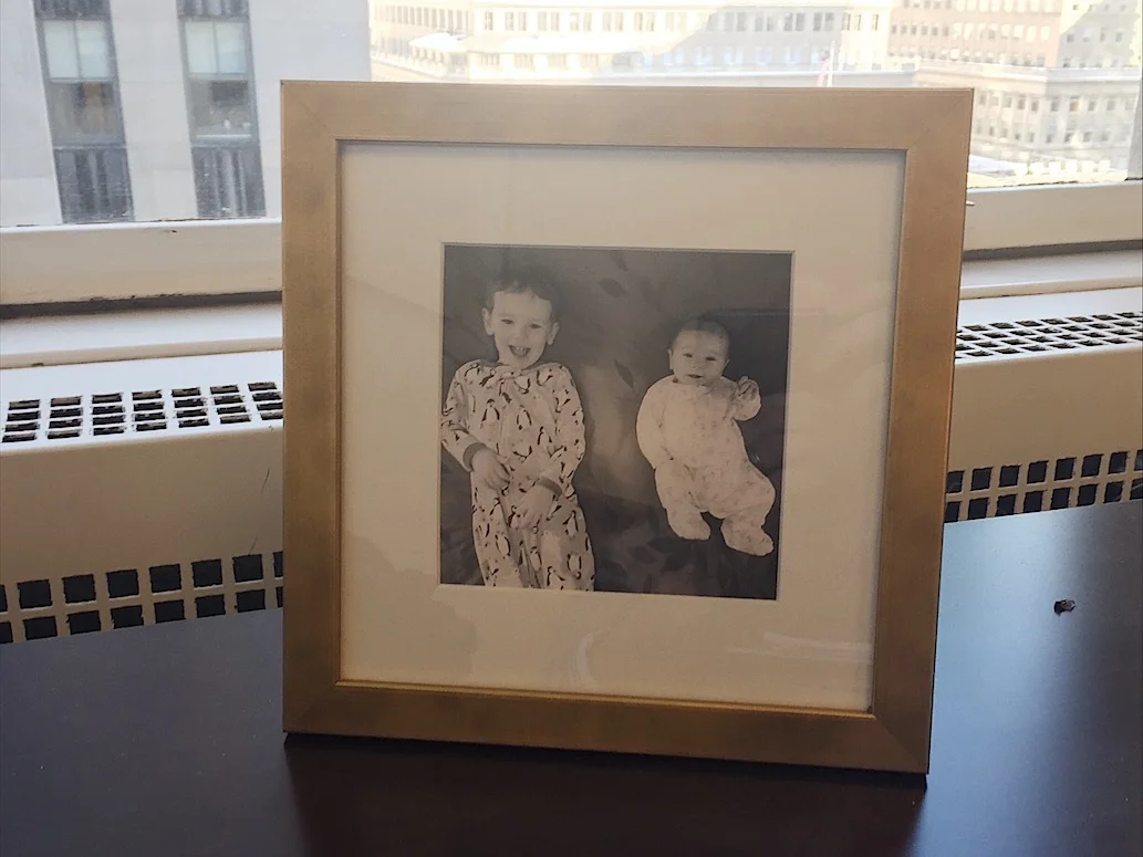 Keepsake's 'york' frame in gold, 8" x 8". This is an Instagram photo I took of the girls. This one was a gift for my husband, which he took to his office. Cost - $29.