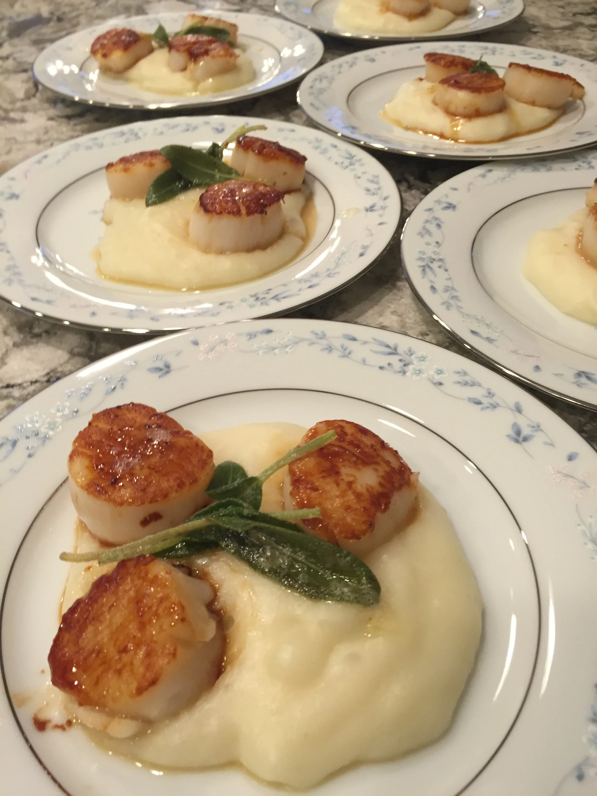 Seared Scallops with Sage Butter &amp; Mashed Yucca