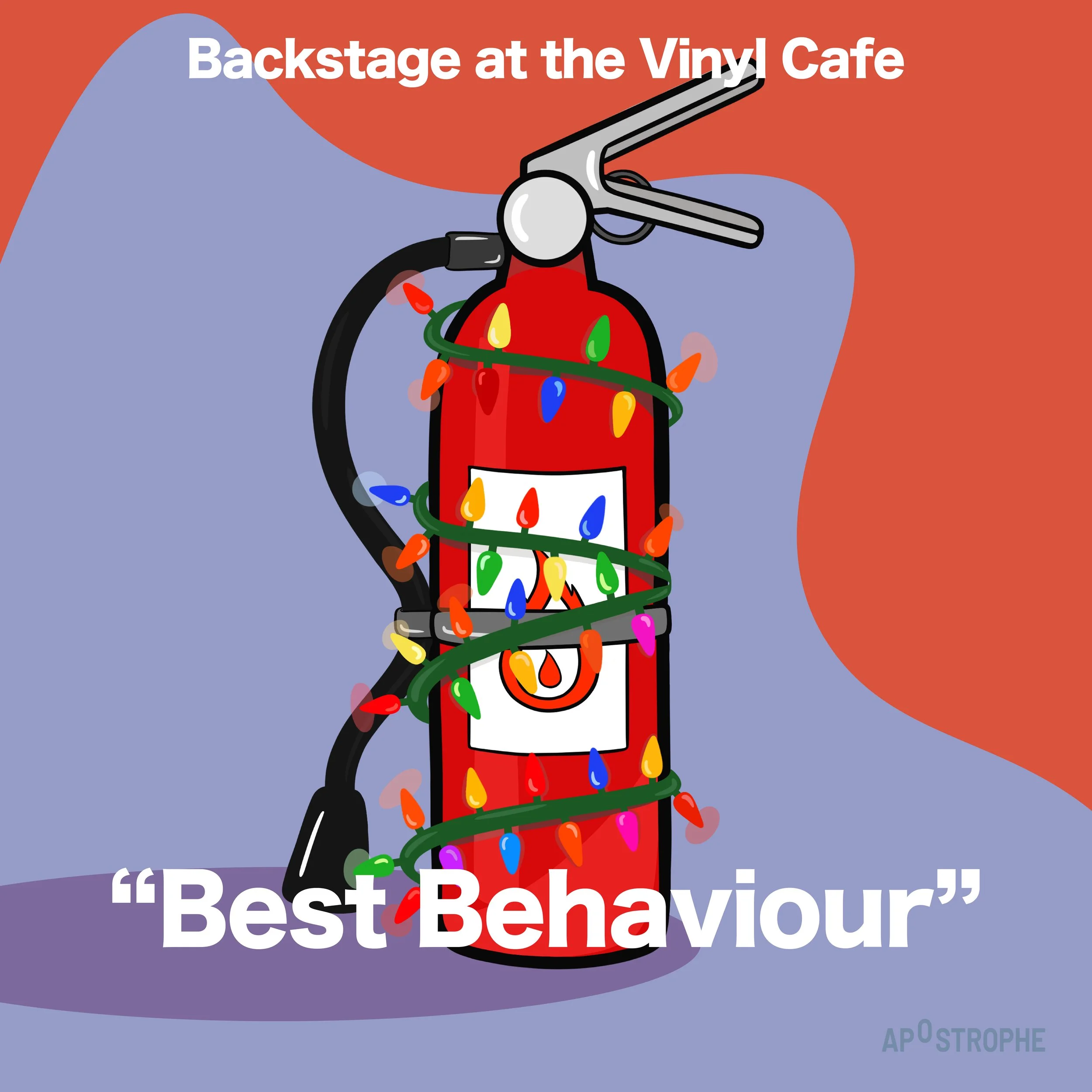 a fire extinguiser wrapped in christmas lights