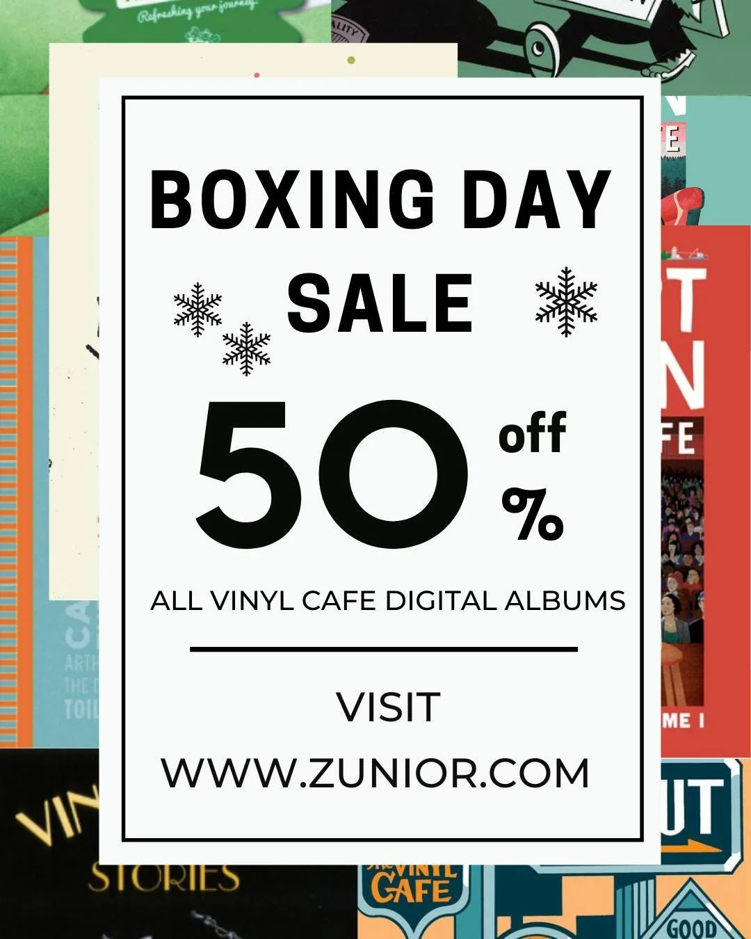 Today only - all Vinyl Cafe digital albums are HALF PRICE at zunior.com!!!