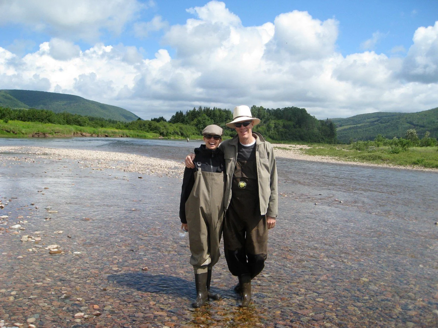 If you've listened to this week's episode of Backstage at the Vinyl Cafe you'll have heard Stuart waxing lyrical about the joys of fly fishing. This is me and Stuart on that wonderful trip to Cape Breton, after a great day of fishing on the Margaree.