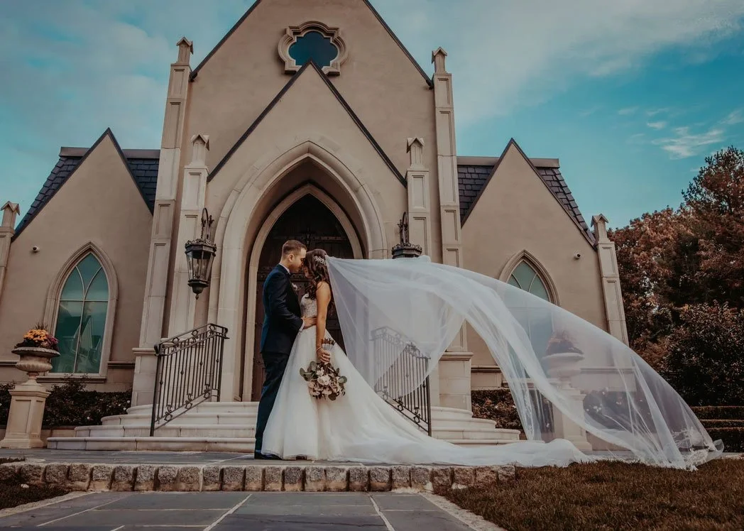 Park Chateau Estate chapel with bride and groom, a favorite New Jersey wedding venue