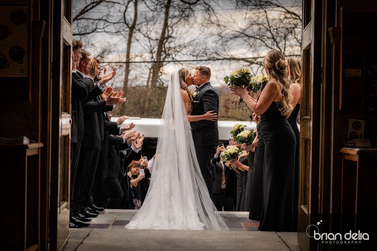 New Jersey Wedding Church Ceremony Couple exiting photo 