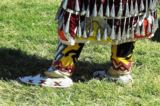 'It was harmonious'. Pic of Native American dancer's beadwork and bells by cindysmixingbowl .