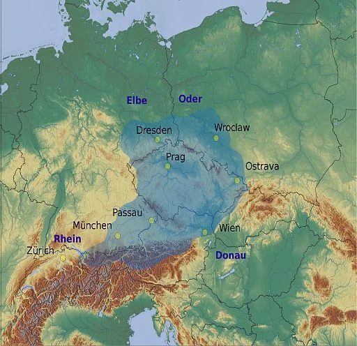 Relief map of flooding in Central Europe, 2013. Courtesy Austrian Press Agency .