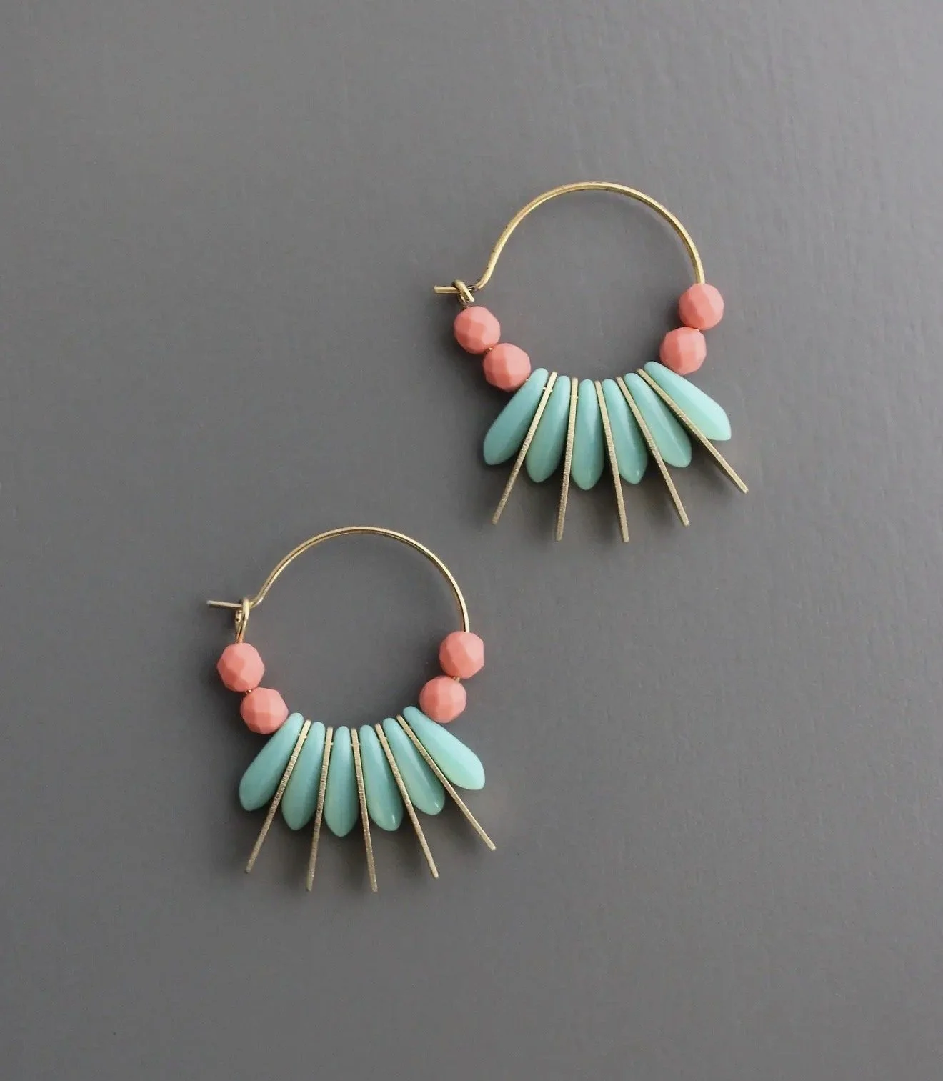 EMILY MINT & CORAL HOOP