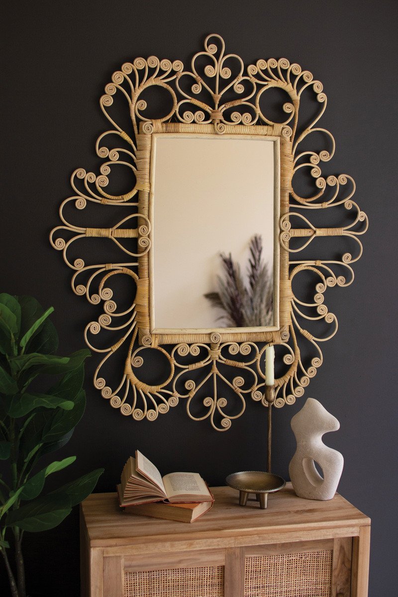 Ornate Rattan Mirror