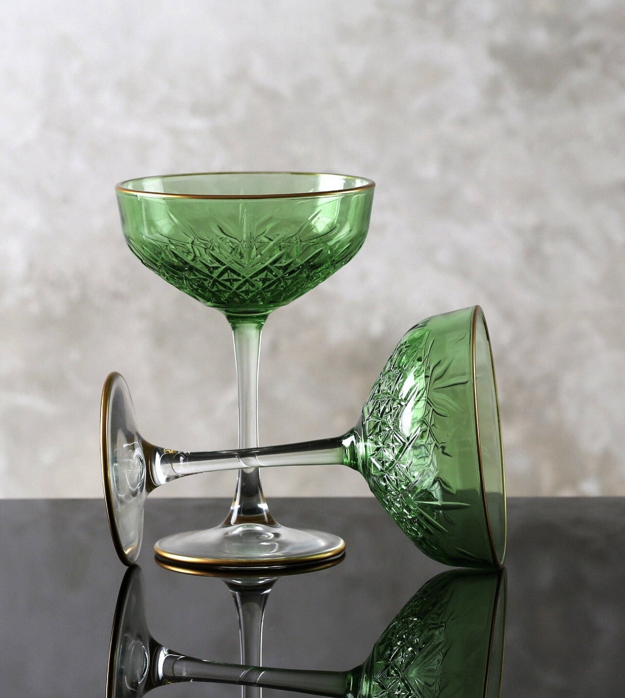 Art Deco Green Coupe Glass — JOHNNIE Q