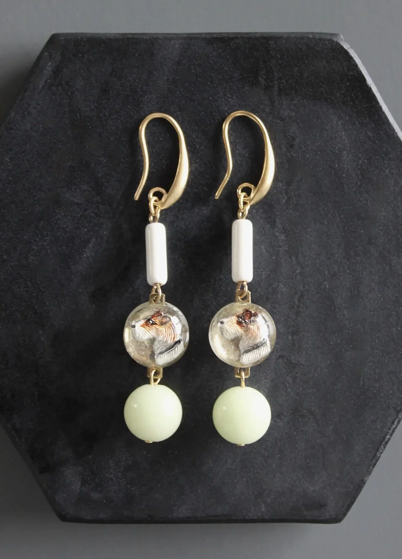 VINTAGE DOGGIE GLASS EARRINGS