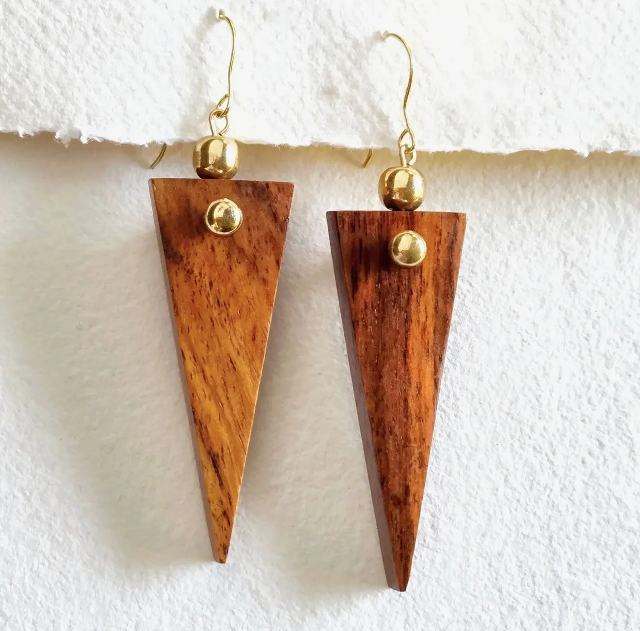 WOOD SPIKE SPHERE EARRING