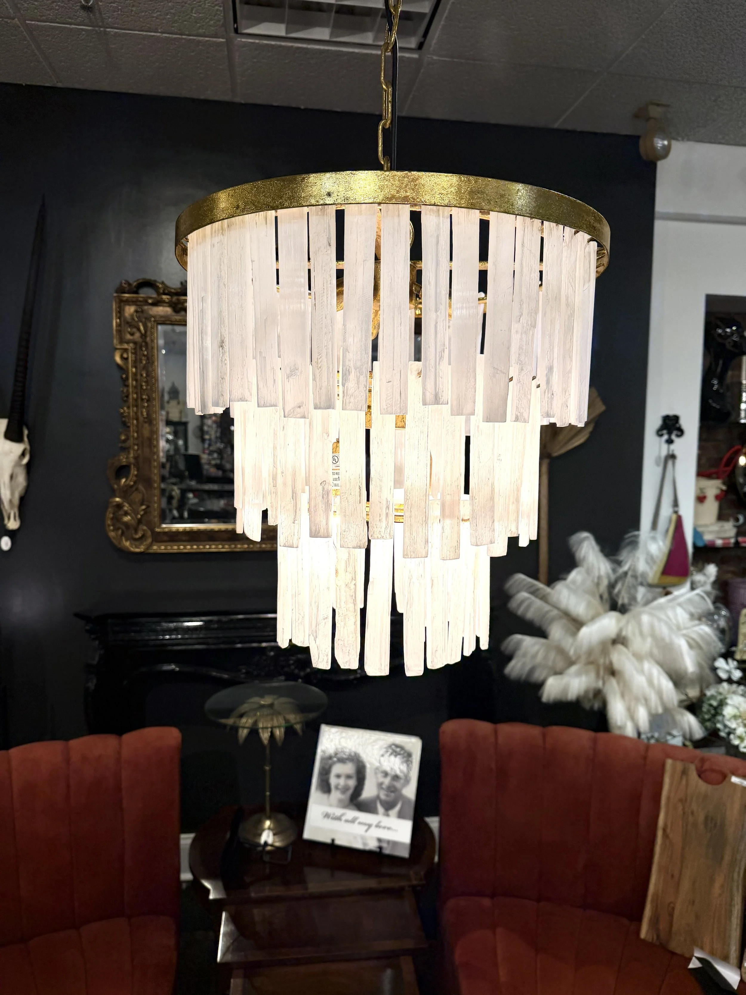 TIERED SELENITE CHANDELIER