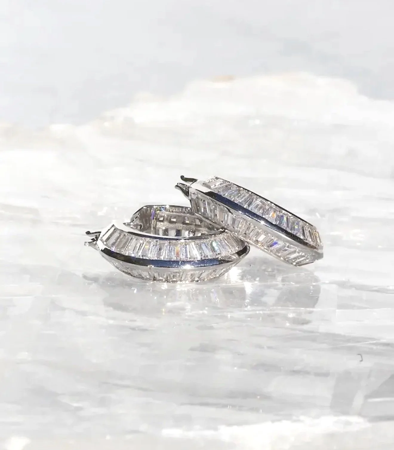 RAZOR EDGE HOOPS, STERLING SILVER