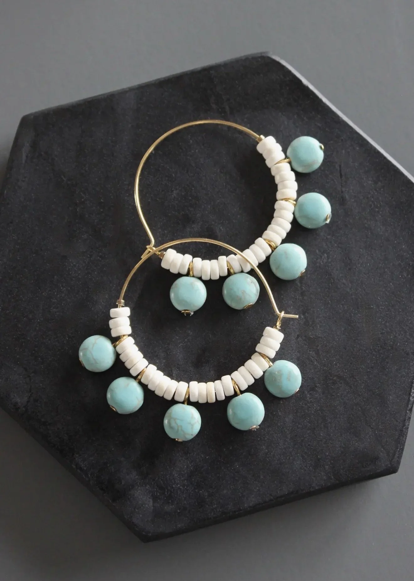 TURQUOISE GLASS BALL HOOPS