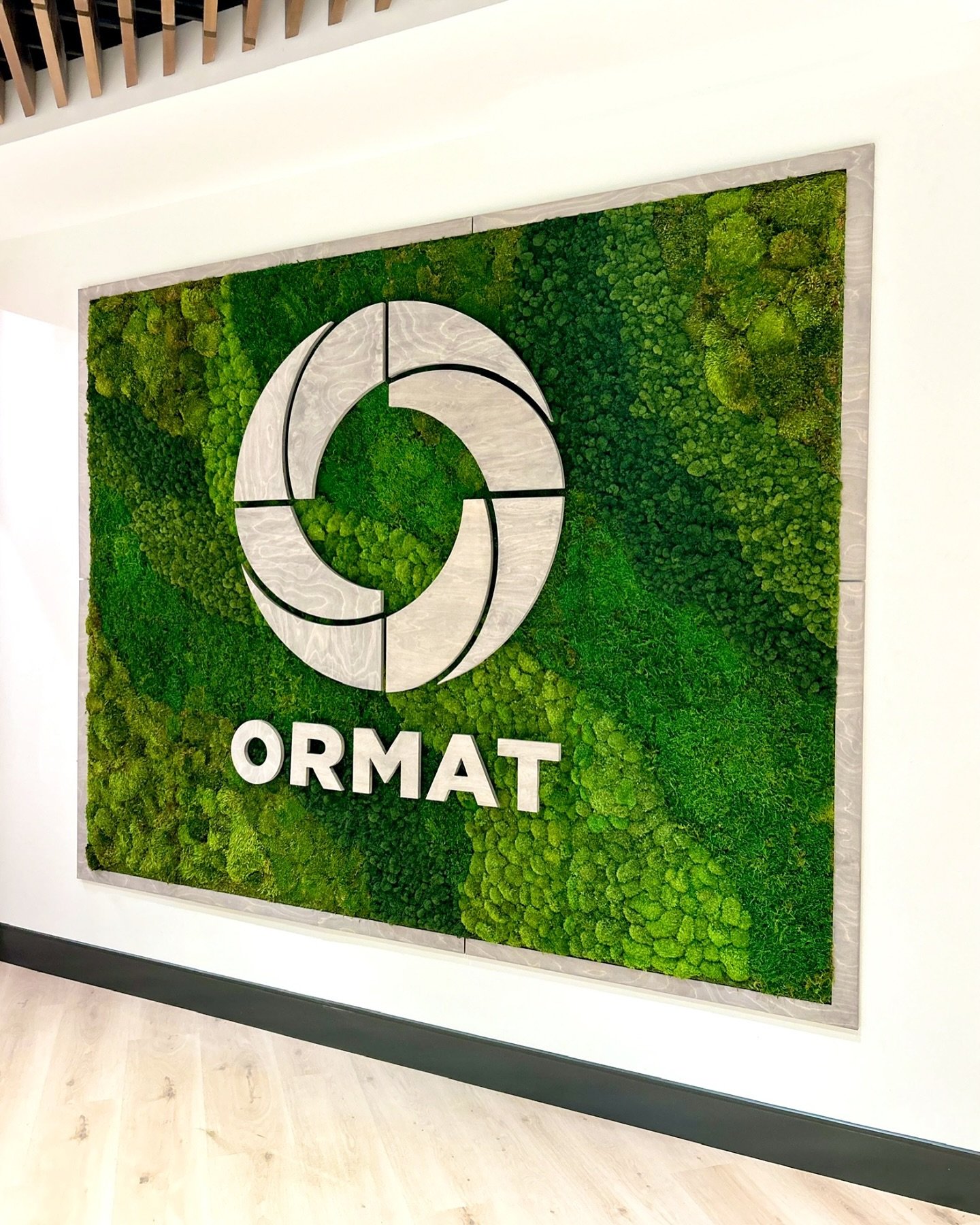 Another Green Wall we built for @ormat_technologies new office remodel. This area is tucked away from most of the natural light in the room. Luckily, preserved moss doesn&rsquo;t require sunlight to keep its lush green colors. A creative solution to 