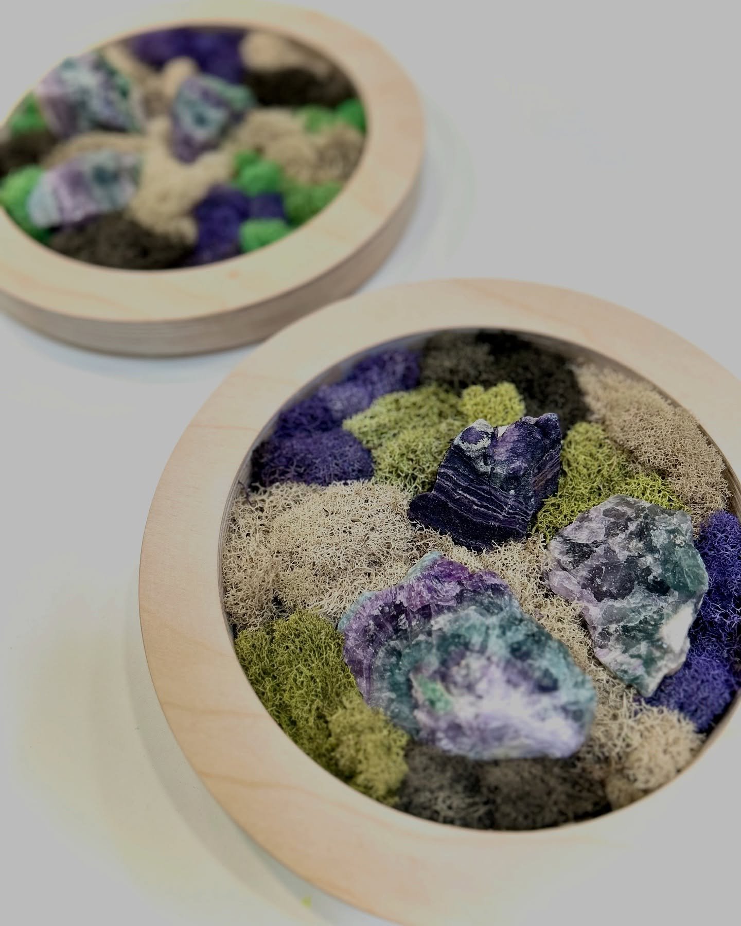 Had a lot of fun incorporating fluorite into these pieces- the stones are from a local mine near Reno. I don&rsquo;t often use non-natural moss colors, but this seemed like the perfect opportunity to bring in accents of people and aqua.