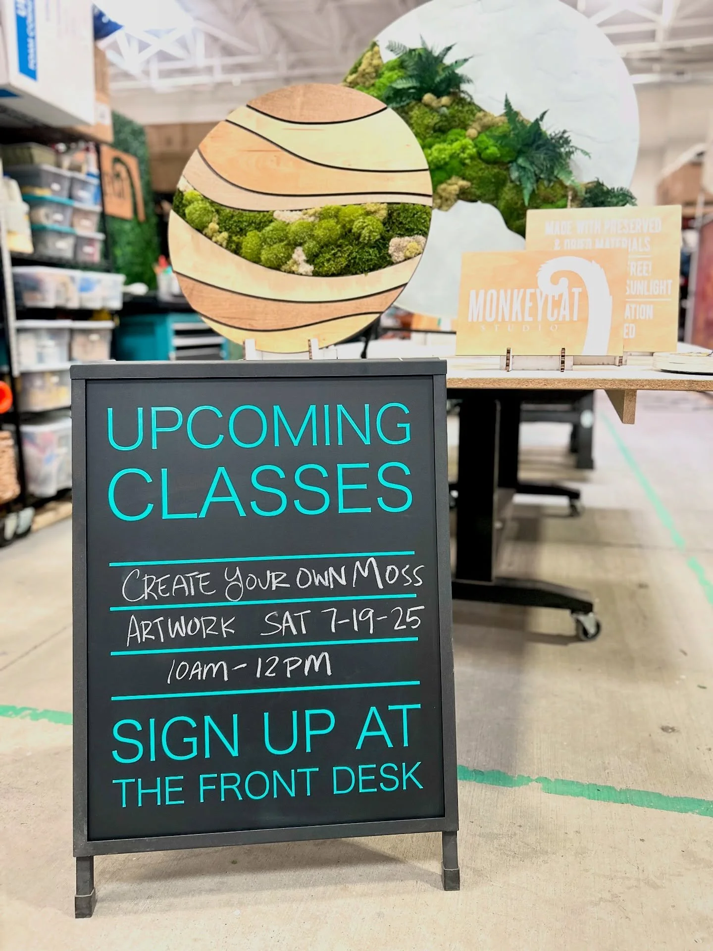 New laser cut A-Frame sign for the studio&hellip; and also a reminder that I have a moss-ome class coming up on July 19th. Check out the link in my bio for more info 💚 #moss #renotahoe #maker #artist