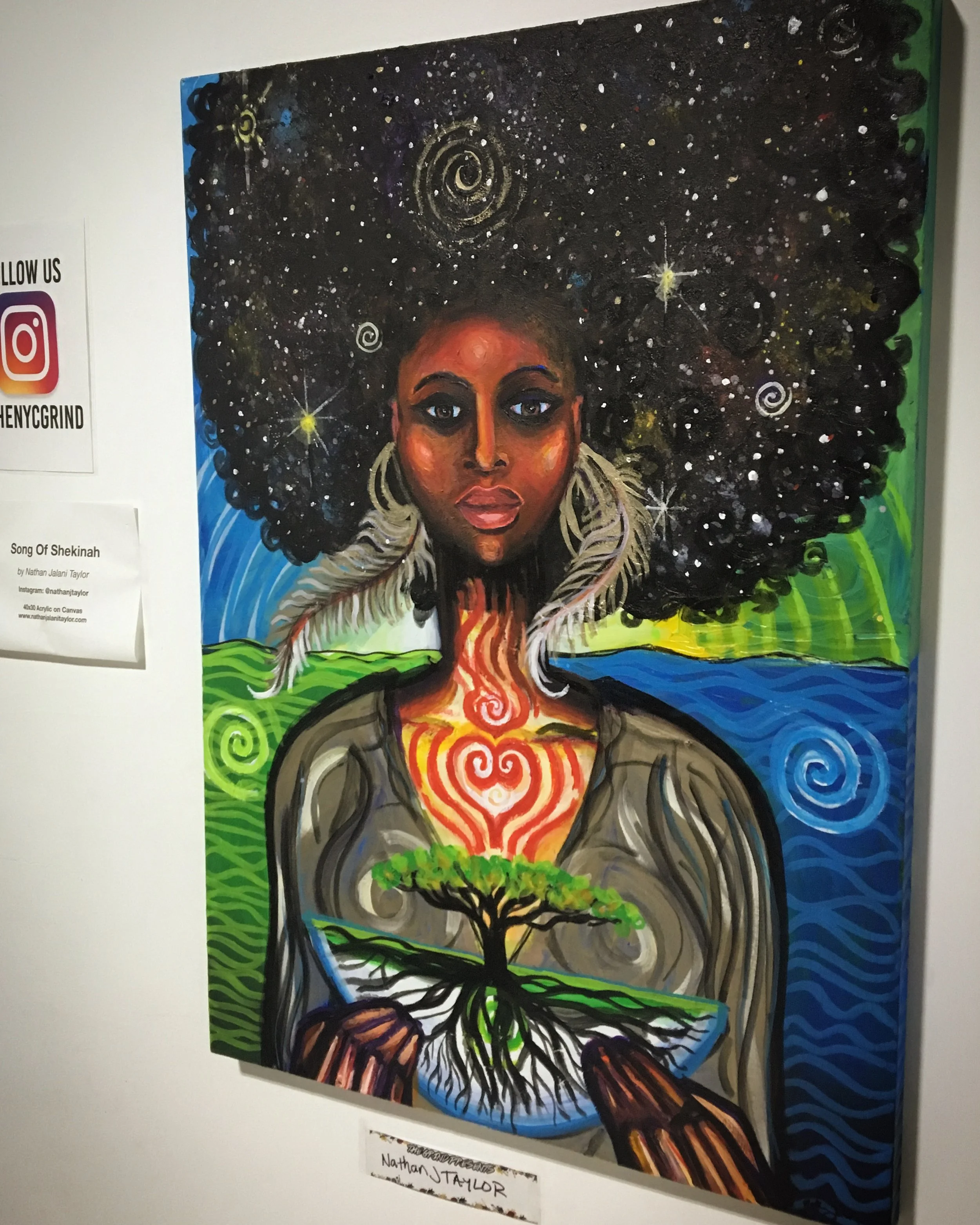 Song Of Shekinah, Painting by Nathan Jalani Taylor on display at the NYC Grind, Queens, NY