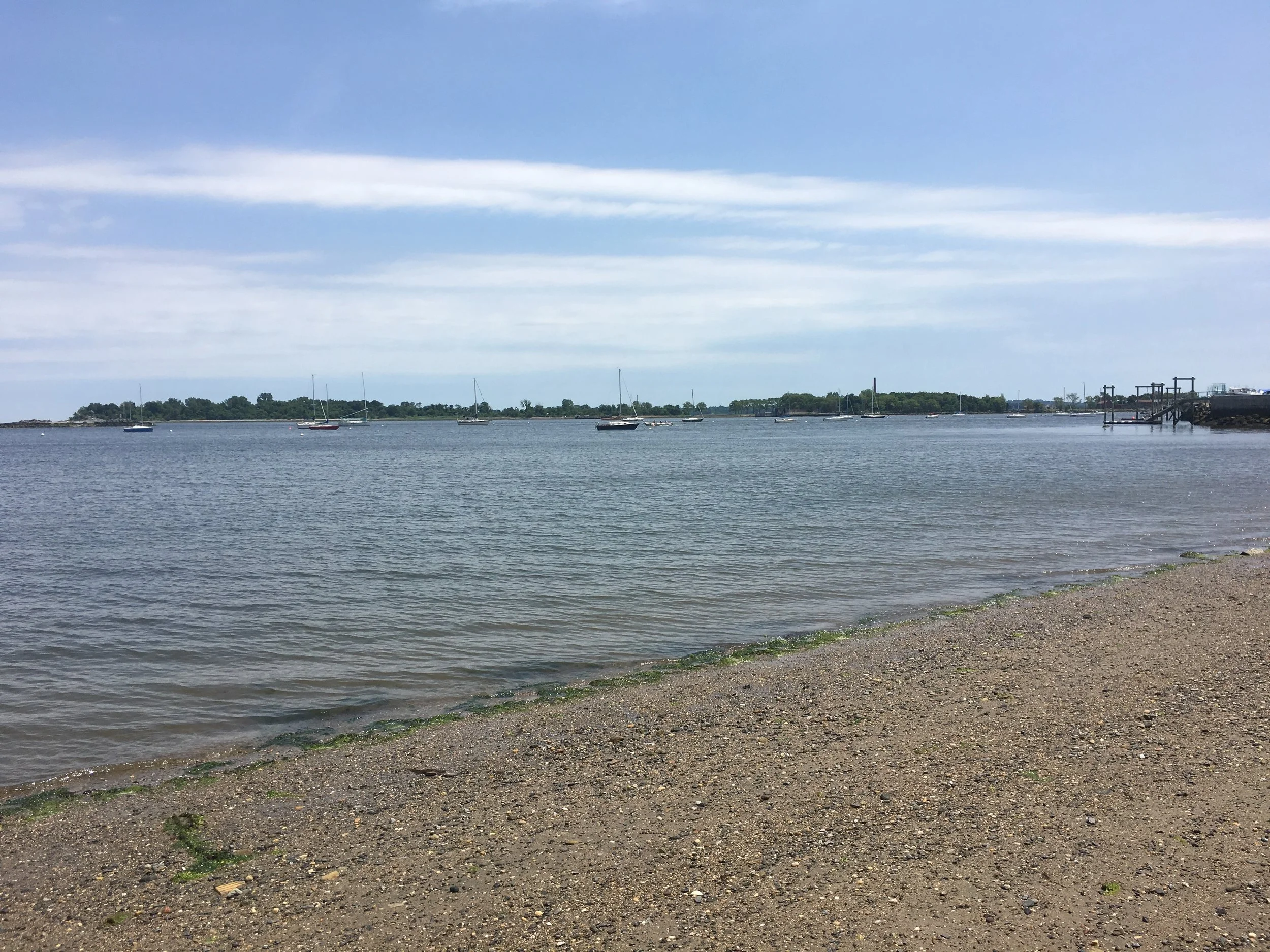 The Eastside Beach access by Cross Street with views of Hart Island