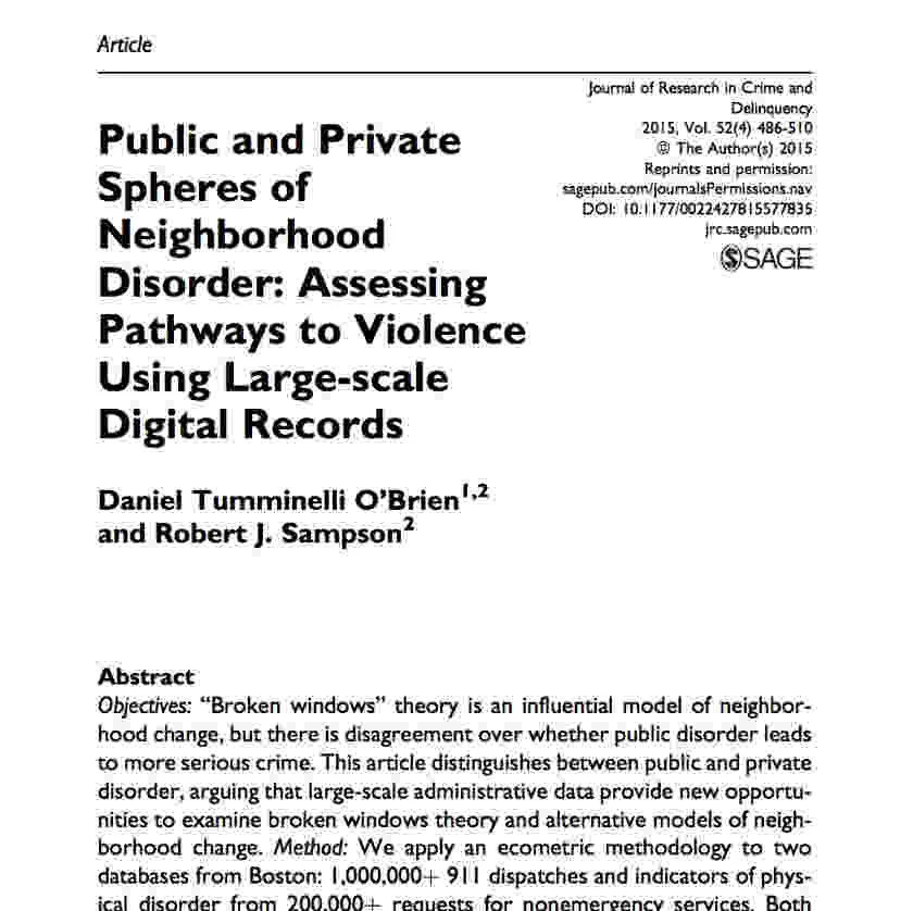 Why public disorder doesn't lead to serious crime