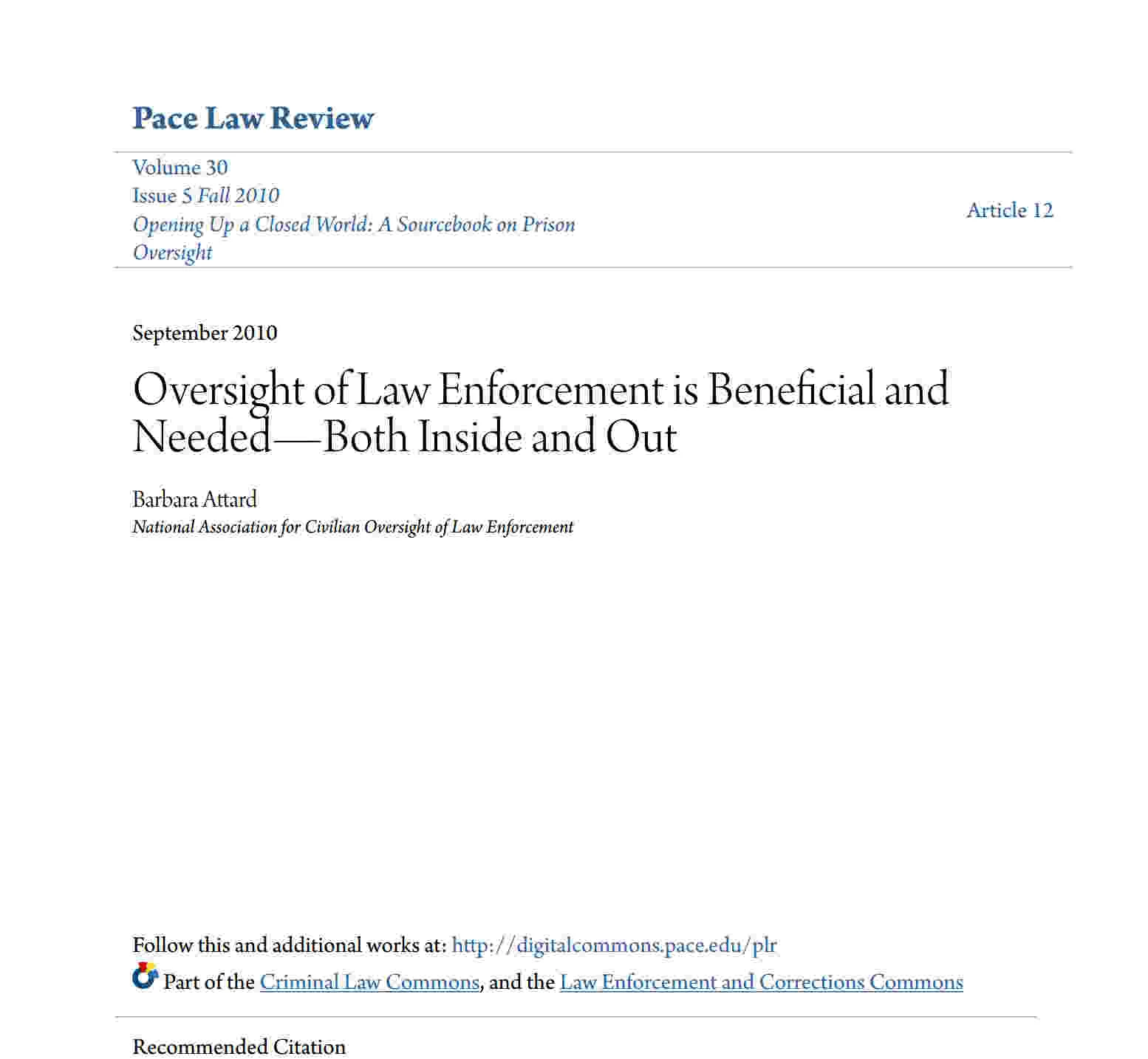 The benefits of Civilian Oversight of the police