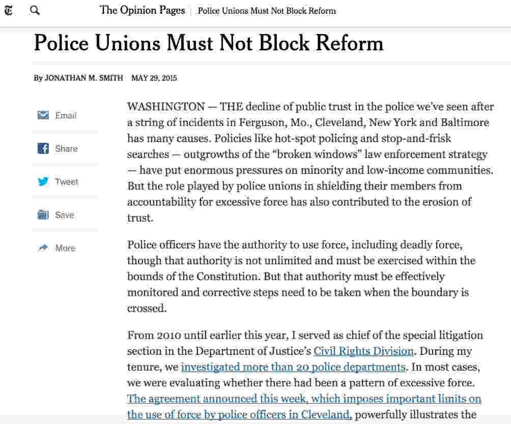 The role of police unions in blocking police reform