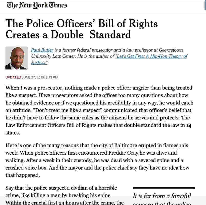 The special protections for police officers included in police bills of rights