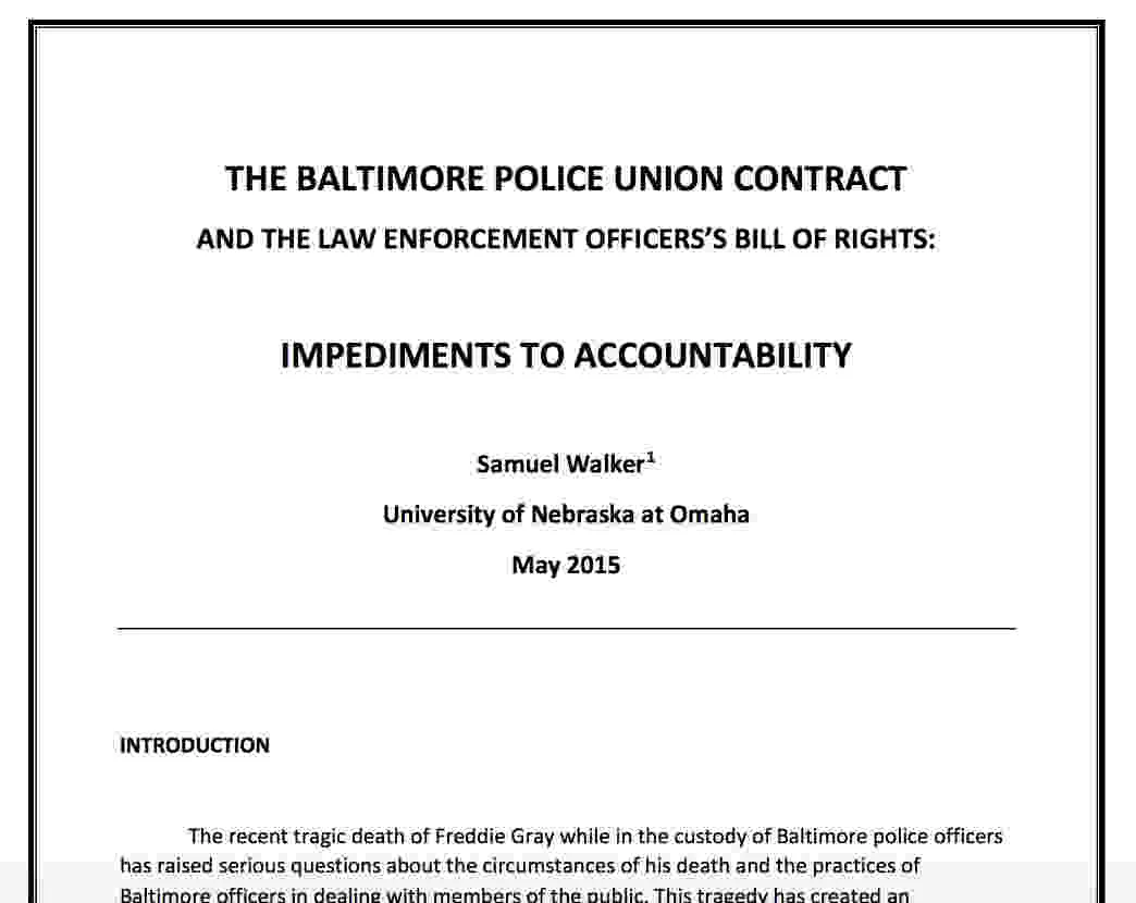 How Baltimore's police union contract impedes accountability