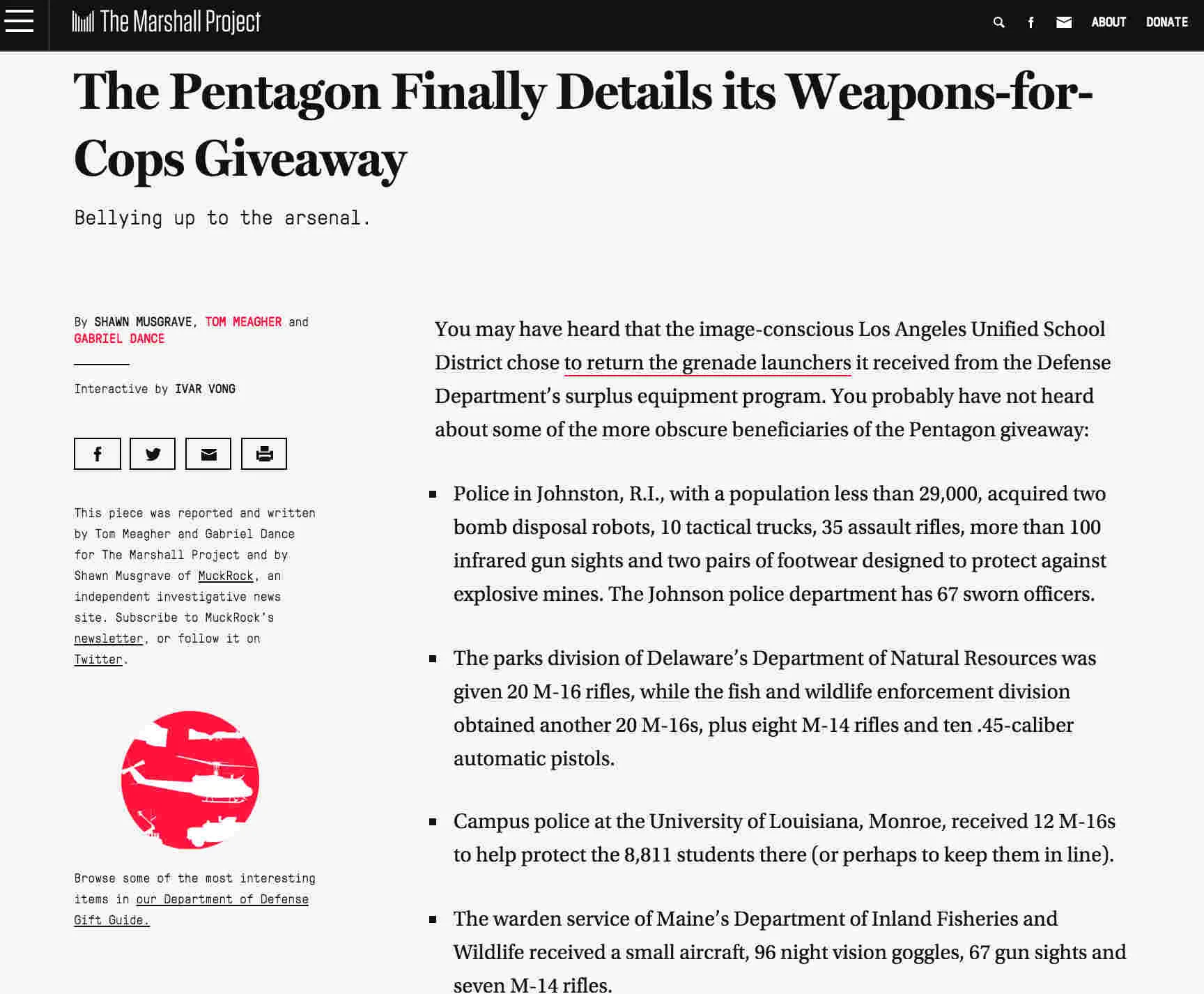 See the military equipment the federal government has given to police departments