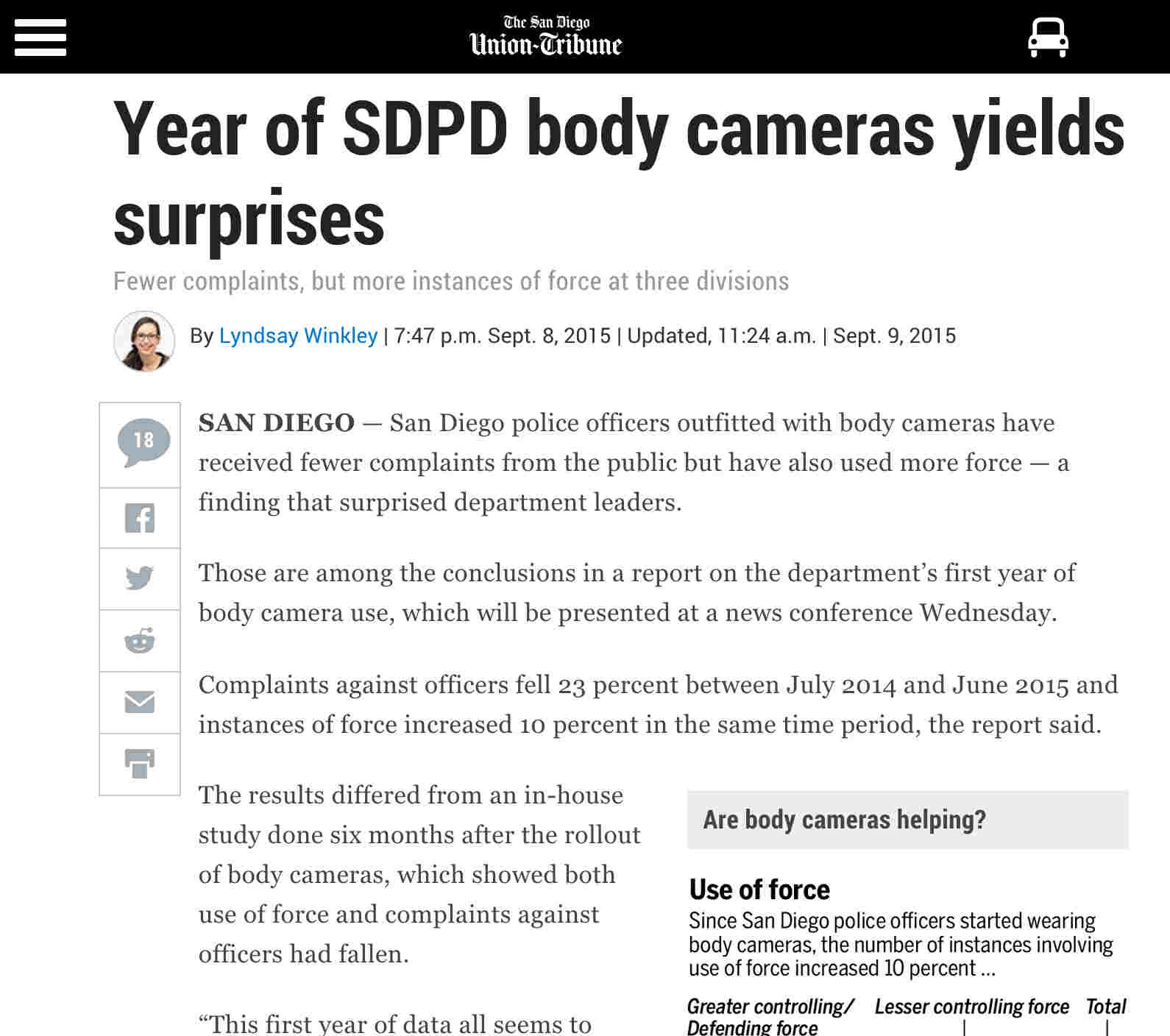 How body cams impacted use of force in San Diego