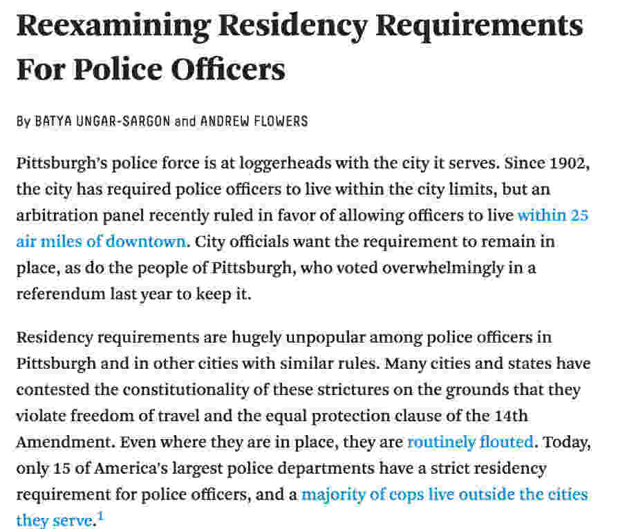 Evaluating residency requirements as a strategy to improve racial diversity of police departments